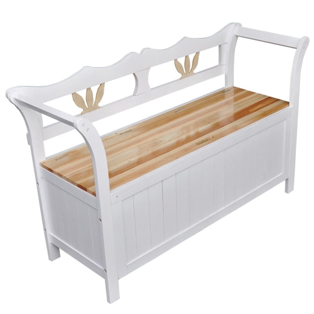 Kepooman 50" Modern Elegant Wood Storage Bench with Backrest for Entryway, White Kepooman 50" Modern Elegant Wood Storage Bench with Backrest for Entryway, White