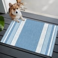 thumbnail image 5 of Vintage Sky Blue Striped Bathroom Rug Washable 2x3 Entryway Rug Non Slip Farmhouse Modern Stripes Boho Texture Front Door Mat Low Pile Indoor Doormat Throw Floor Carpet for Kitchen Bedroom Entrance, 5 of 9