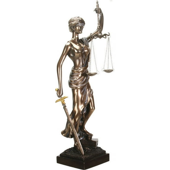 Ebros Gift Standing Lady Justice Figurine 15" Height Greek Goddess Of Justice La Justica Dike Decorative Bronzed Resin