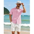 thumbnail image 3 of COOFANDY Mens Beach Shirts Short Sleeve Linen Shirts Casual Stylish Shirts Family Beach Vacation Outfits, 3 of 6