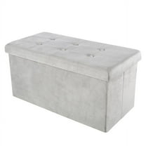 Lavish Home 30-inch Velvet Tufted Storage Ottoman, Footrest, or Linen Chest Gray