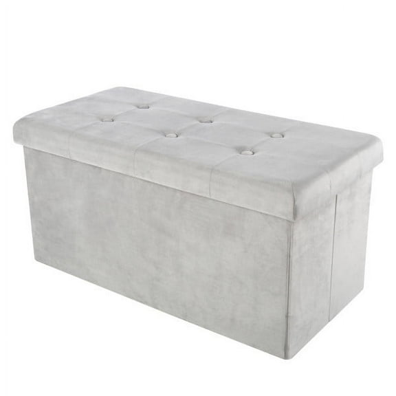Lavish Home 30-inch Velvet Tufted Storage Ottoman, Footrest, or Linen Chest Gray