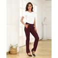thumbnail image 3 of HDE Yoga Dress Pants for Women Straight Leg Pull On Pants with 8 Pockets Burgundy - XXL Regular, 3 of 6
