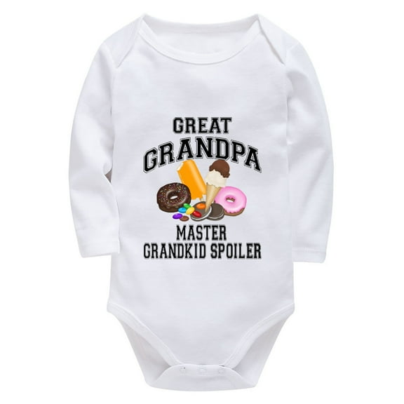 Great Grandpa Master Grandkid Spoiled Newborn Funny Onesie Long Sleeve Girls Rompers White Boy Baby Clothes 0-3 Months