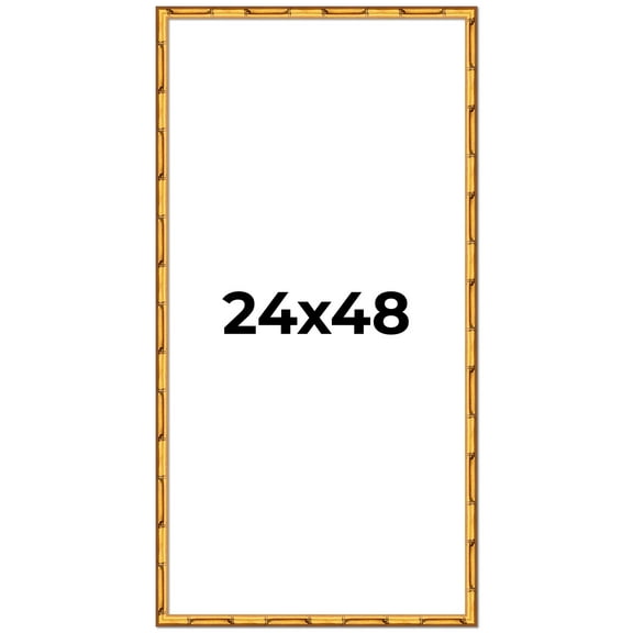 24x48 Frame Gold Bamboo Picture Frame - Complete Modern Photo Frame Includes UV Acrylic Shatter