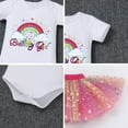 thumbnail image 6 of IBTOM CASTLE Toddler Baby Girl Unicorn 1st 2nd 3rd Birthday Outfit Romper + Rainbow Tutu Skirt + Headband + Sash + Badge 5PCS Princess Dress up Clothes Set for Cake Smash Photo Shoot, 6 of 8