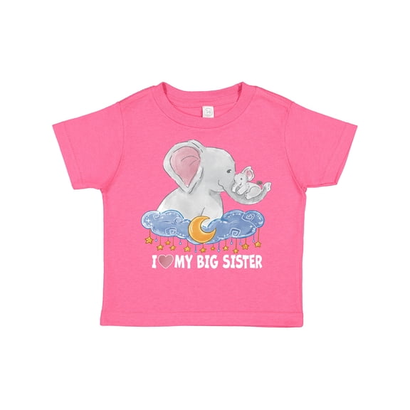 Inktastic I Love My Big Sister Cute Elephants with Moon and Stars Boys or Girls Toddler T-Shirt