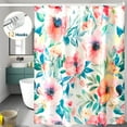 thumbnail image 4 of Dznils Rideau de Douche en Tissu Boho à Motif Floral, Rideau de Salle de Bain Moderne avec 12 Crochets, 72 Pouces x 72 Pouces, Rose, 4 of 11