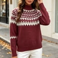 thumbnail image 6 of Women's Fair Isle Sweater Mock Neck Long Sleeve Loose Fit Casual Pullover Top, 6 of 8
