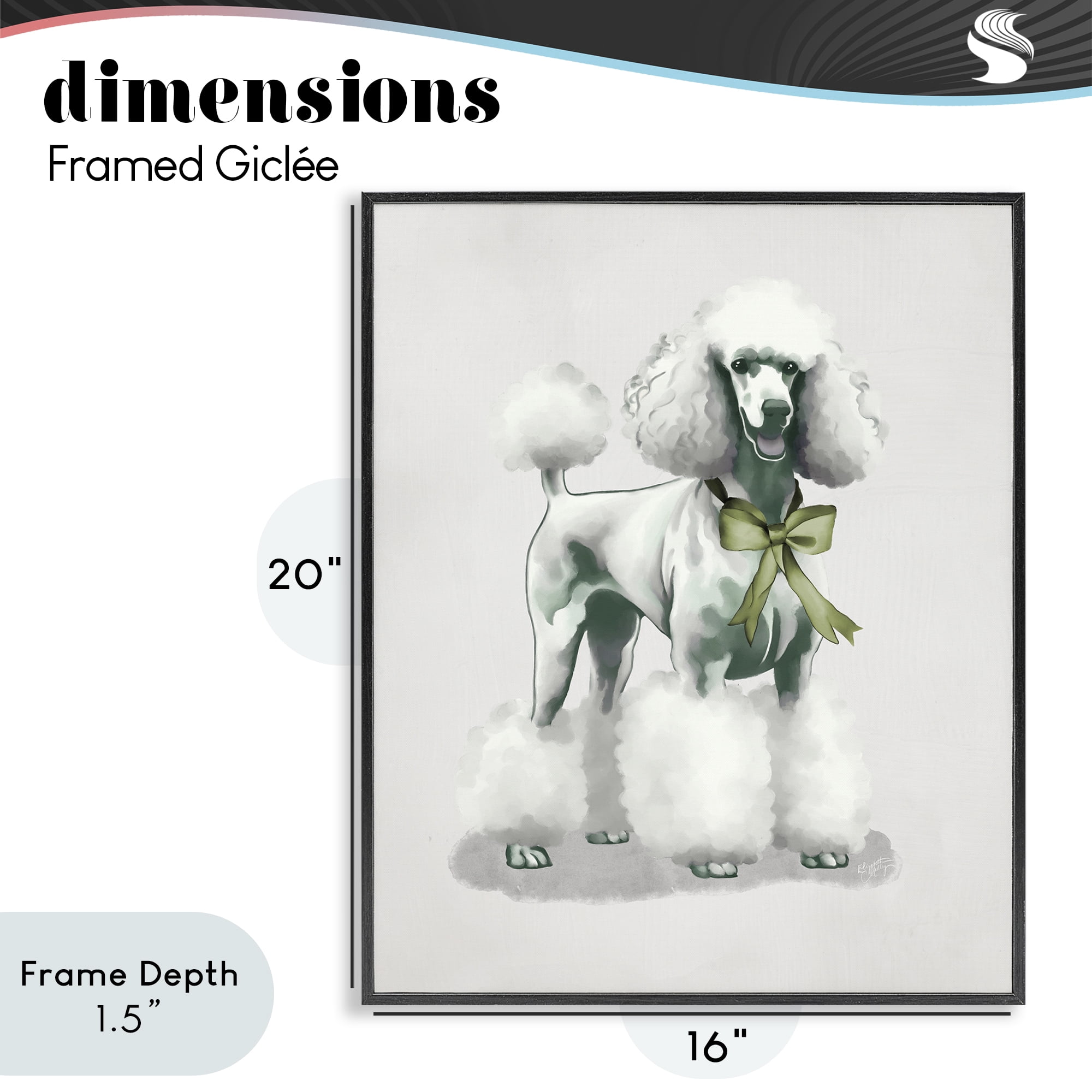 Stupell Industries Graceful Poodle & Ribbon Black Framed Giclee Art, design by Elizabeth Medley