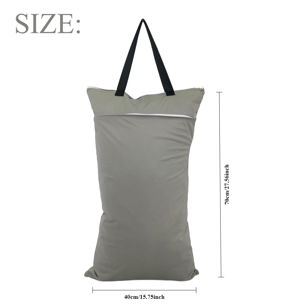 BTEPSGA 2 Pack Large Wet Dry Bag Waterproof Hanging Cloth Diaper with Double Zippered Pockets