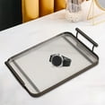thumbnail image 4 of Serving Trays Multi Purpose Tableware With Handles Rectangular Acrylic Jewelry Storage Tray Plate For Hotel Desk Party Tabletop Home , Black, 4 of 7