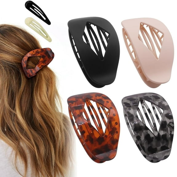 4 PCS Duckbill Flat Hair Clips - French Style Claw Clips for Women & Girls | Strong Hold for Thick/Thin Hair | Stylish Classic Barrettes (4PCS-Color-4)