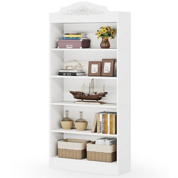 Tribesigns 73 Inch Modern White Bookcase for Living Room Home Office