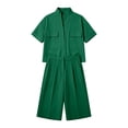 thumbnail image 3 of Summer Short Sets for Women Soft Comfortable Short Sleeve Top and Elastic Waist Shorts 2 Piece Matching Sets Summer Outfits for Relaxation, 3 of 3
