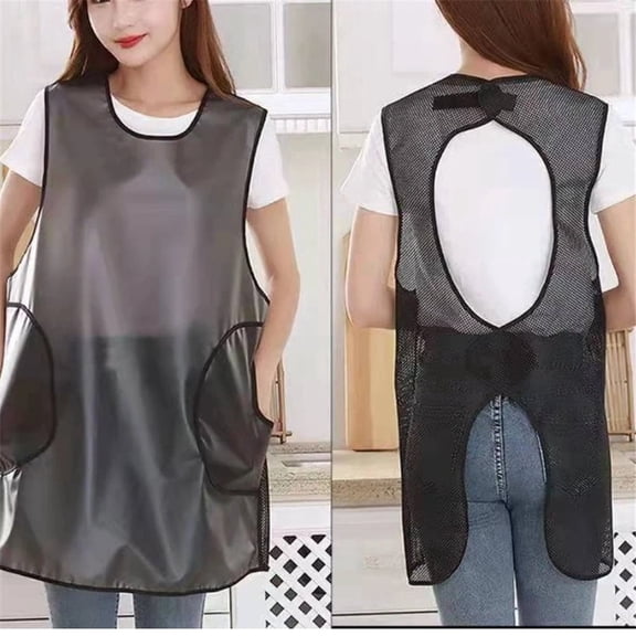 Waterproof Plus Size Aprons for Women Men with Pockets Adjustable for Cooking Dish Washing ,Waterproof Apron for Cooking Cleaning Work(gray)