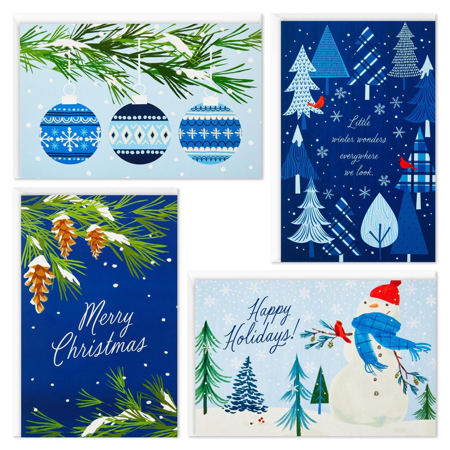 Connections from Hallmark Boxed Christmas Cards (Blue Traditional Assortment), 40 ct.