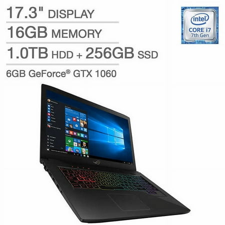 ASUS ROG Strix GL703VM Laptop: Core i7-7700HQ, 16GB RAM, GTX 1060, 17.3" Full HD Display, 256GB SSD + 1TB HDD