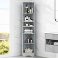 thumbnail image 2 of MAYEERTY Multi-Functional Corner Bathroom Cabinet 2 Doors Adjustable Shelves Open Shelf Gray, 2 of 6
