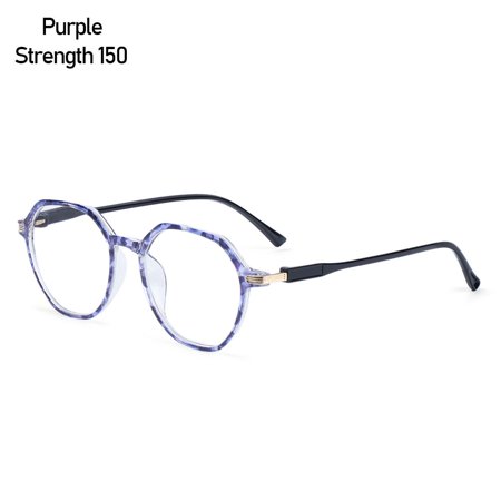 Men Women Portable Elegant Flowers Reading Glasses Eye Protection Eyeglasses Ultra Light Frame PURPLE STRENGTH 150
