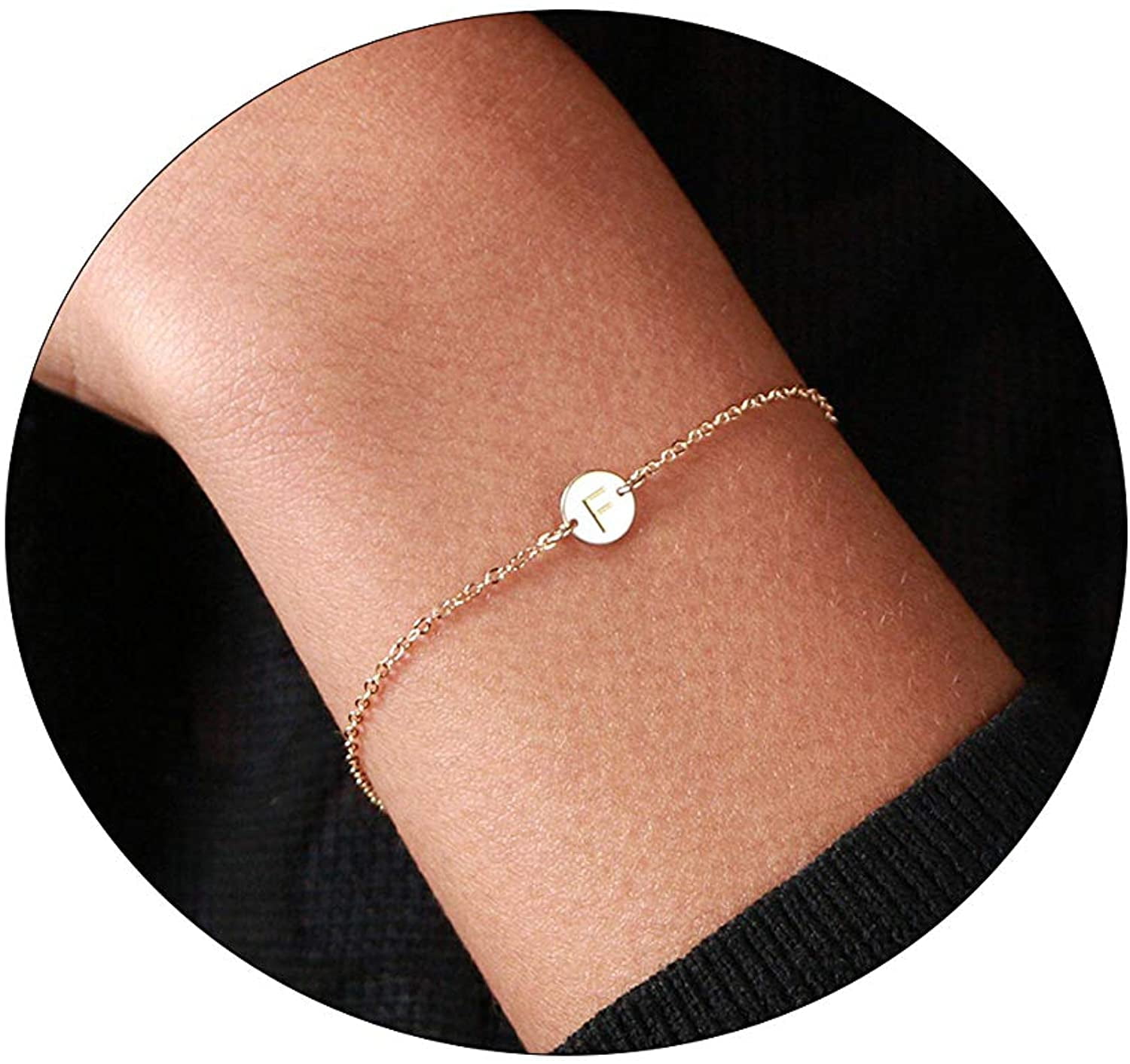 14k gold initial charm bracelet