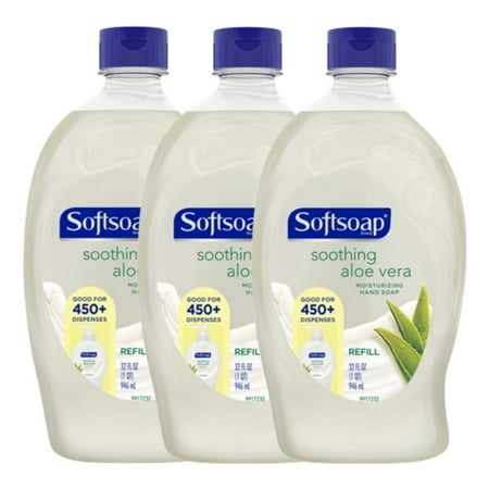Softsoap Moisturizing Liquid Hand Soap Refill, Soothing Clean Aloe Vera - 32 fluid ounces (Pack of 3)