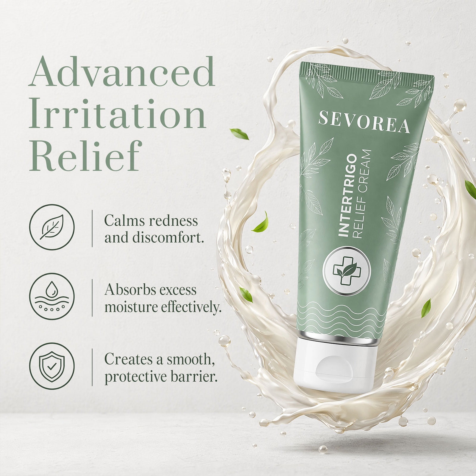 SEVOREA Intertrigo Cream for Skin Fold Care, Non-Greasy Chafing Support with Zinc Oxide & Botanical Extracts for Friction-Prone Areas (1 PC)