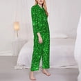 thumbnail image 4 of Bingfone Womens Pajama Sets Green Glitter Print,Long Sleeve Loungewear Pajamas Set-Medium, 4 of 9
