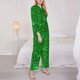 thumbnail image 3 of Fotbe Green Glitter Conjunto de Pijama de Manga Larga para Mujer con Estampado, Ropa de Dormir de 2 Piezas, Conjunto de Casa Suave y Cómodo con Bolsillos-Small, 3 of 7