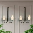thumbnail image 6 of Elainilye Wall Candle Holders Metal Modern Hanging Candlesticks 2 Piece Set Rustic Wall Mount for Living Room Farm Cottage Fireplace Wedding Decor Home Decoration Wall Sconces, 6 of 8