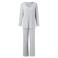 thumbnail image 4 of Conjunto de dos piezas de otoño-invierno para mujer: jersey de punto y pantalones anchos, traje informal holgado de color liso para el día a día o para fiestas, 4 of 6