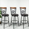 eHemco Swivel Metal Kitchen Barstools, Set of 3, Double X Back, Faux