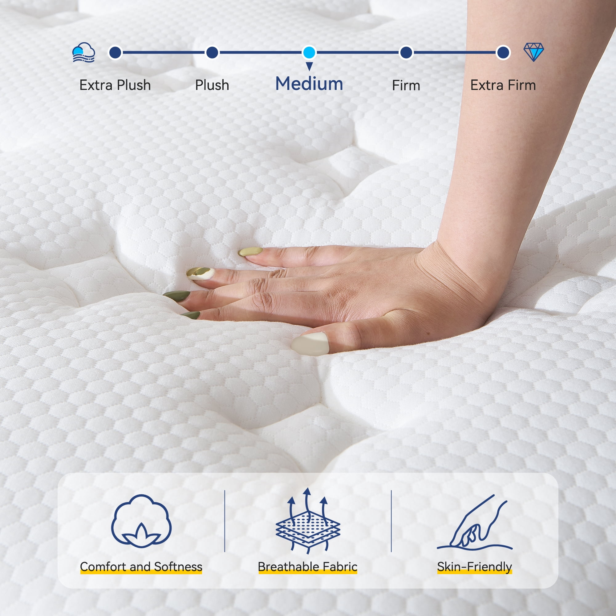 Sentryse 12" Queen Euro Top Hybrid Mattress, Medium Firm Mattress in a Box