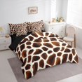 thumbnail image 2 of Castle Fairy Teens Animal Giraffe Print King Bedding 7pcs,Gradient Wildlife Spot King Bed in a Bag,Dark Coffee Cream,Black Reversible, 2 of 7