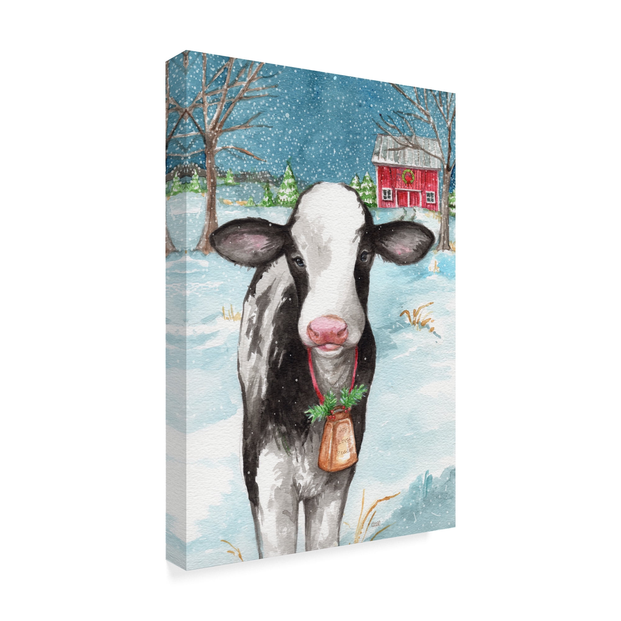 Trademark Fine Art 'Country Barn Christmas With Wreath' Canvas Art by Melinda Hipsher