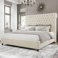 thumbnail image 5 of Merluxy Queen Bed Frame with Upholstered Tufted Sleigh Headboard, Velvet Cream, 5 of 9