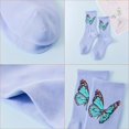 thumbnail image 4 of Women's 2-Pack Butterfly Graphic Crew Socks Soft Knit Ribbed Cuff Stylish Casual Sock Set - Blue White, 4 of 5