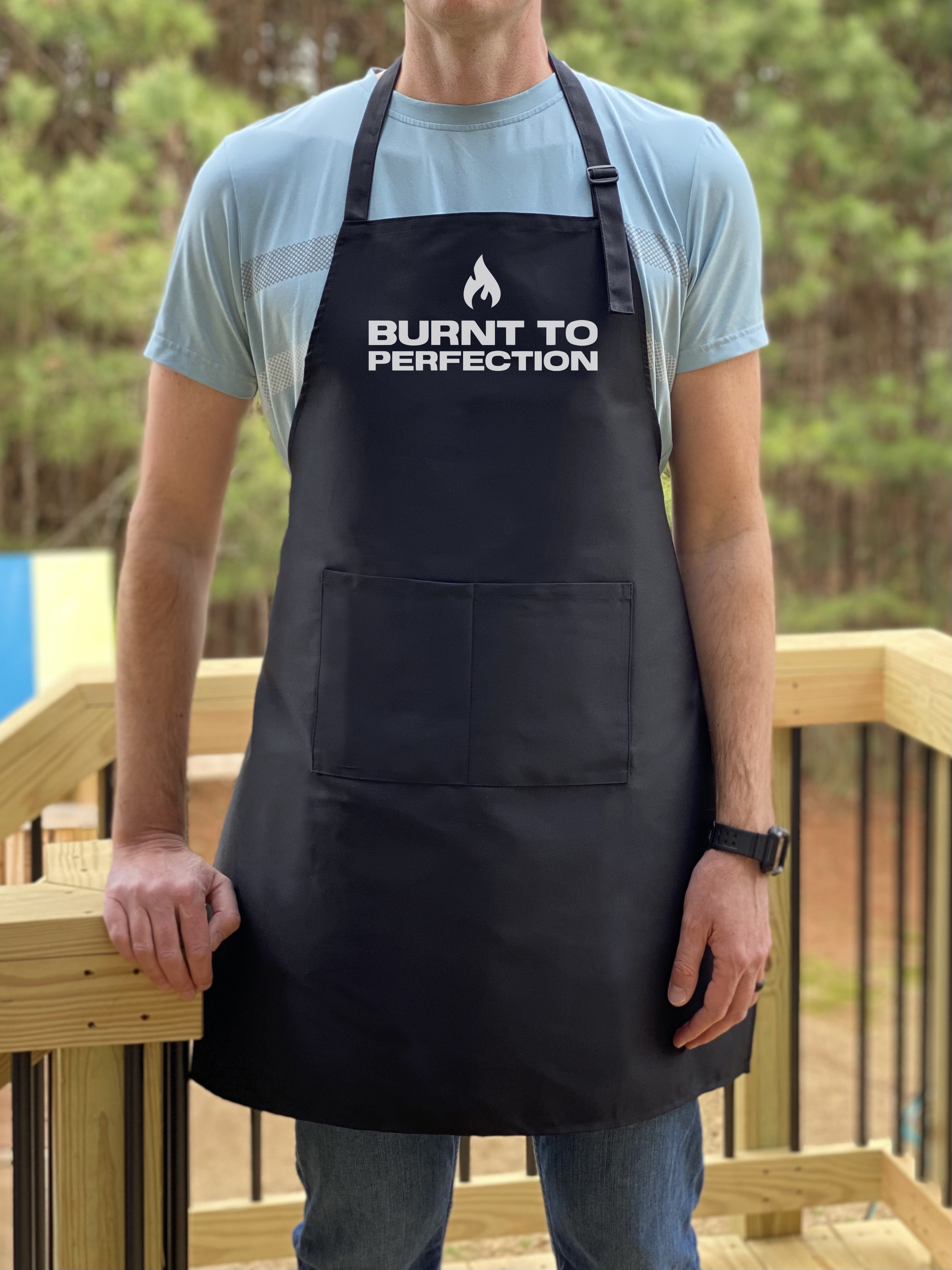 GuyAprons Burnt To Perfection Apron, Funny Apron for Men, BBQ Grill Apron, Funny Apron for Dad
