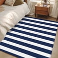 thumbnail image 5 of Navy Blue Striped Large Area Rugs for Bedroom Living Room, Soft Non Slip Carpet Bedside Rug, Modern Farmhouse Blue White Stripes Rectangular Floor Cover Kitchen Accent Rug 4'x6' for Office, 5 of 9