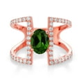 thumbnail image 2 of Gem Stone King 1.86 Ct Oval Green Chrome Diopside 18K Rose Gold Plated Silver Ring (Size 9), 2 of 3