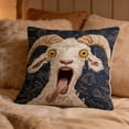 thumbnail image 4 of Screaming Goat Pillow Cover, 18x18 Inch Plush Funny Goat Face Pillow Case, Decorative Pillows for Sofa, Couch, Chair, or Bed, Humorous Farm Animal Design for Living Room, Bedroom, Home, Dorm(E), 4 of 4