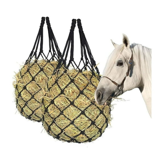 2PCS Hay Net for Horses, Slow Feed Hay Bag for Horses Goat Sheep - Hanging Feeder for Stable Stall Paddock Rest Toy