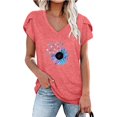 thumbnail image 2 of Blusa informal con estampado de manga corta y cuello en V de verano para mujer con estilo OAVQHLG3B Store  lin121212, 2 of 4