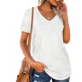 thumbnail image 6 of USSUMA Womens Plus Savings Tops and T-Shirts - Short Sleeve Tops for Women Casual V Neck Tops Short Puff Sleeve Solid Color Pullover Blouse Loose Casual Summer T-shirt 2022 Beach, 6 of 8