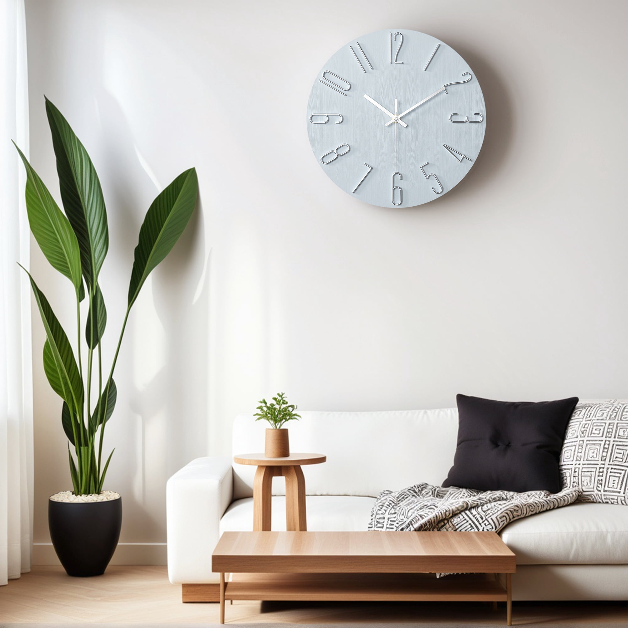 Unique Bargains 2 Pcs Analog Battery Operated Wall Clock 12 Inch Blue