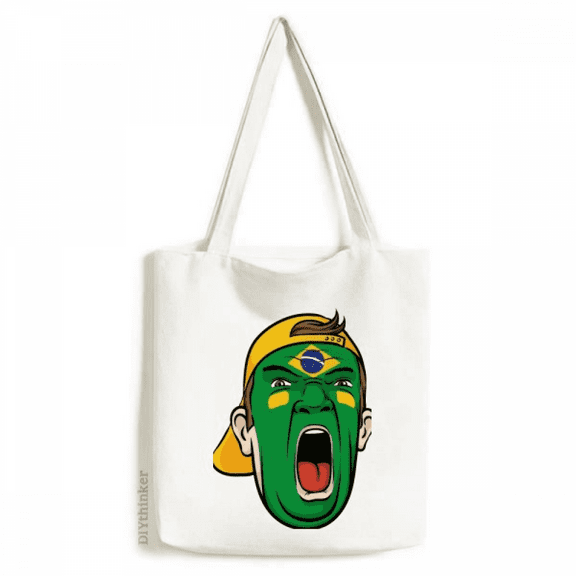 Brazil National Flag Makeup Screang Cap Tote Canvas Bag Shopping Satchel Casual Handbag