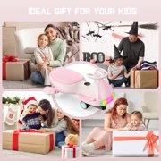 FanttikRide 12V N7 Ultra Electric Wiggle Car with Pedal, Kids Car, MagicMute™ Motor Swing Car, 2 Speeds, 9 Color Modes, Digital Display, Bluetooth, for Ages 3 and Up, 150 Lbs, Pinkish White