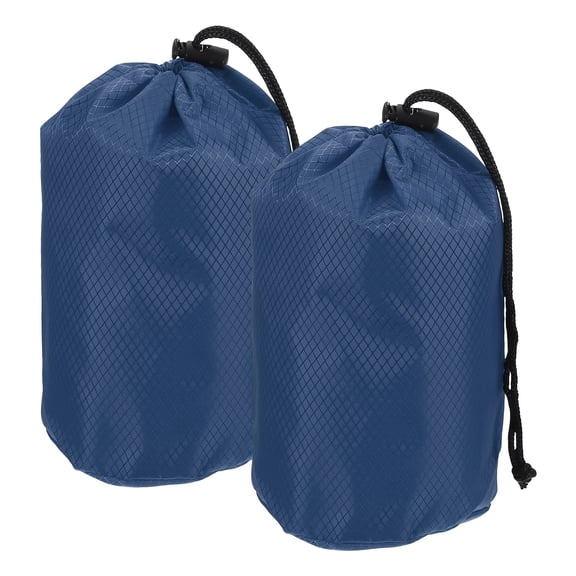Uxcell Stuff Sack, Waterproof Ditty Bags Storage Sacks Portable Outdoor Ultralight Drawstring Dry Stuff Bag Gear with Toggle 4x8In & 2 Pack & Dark Blue for (Backpacking Camping Hiking)