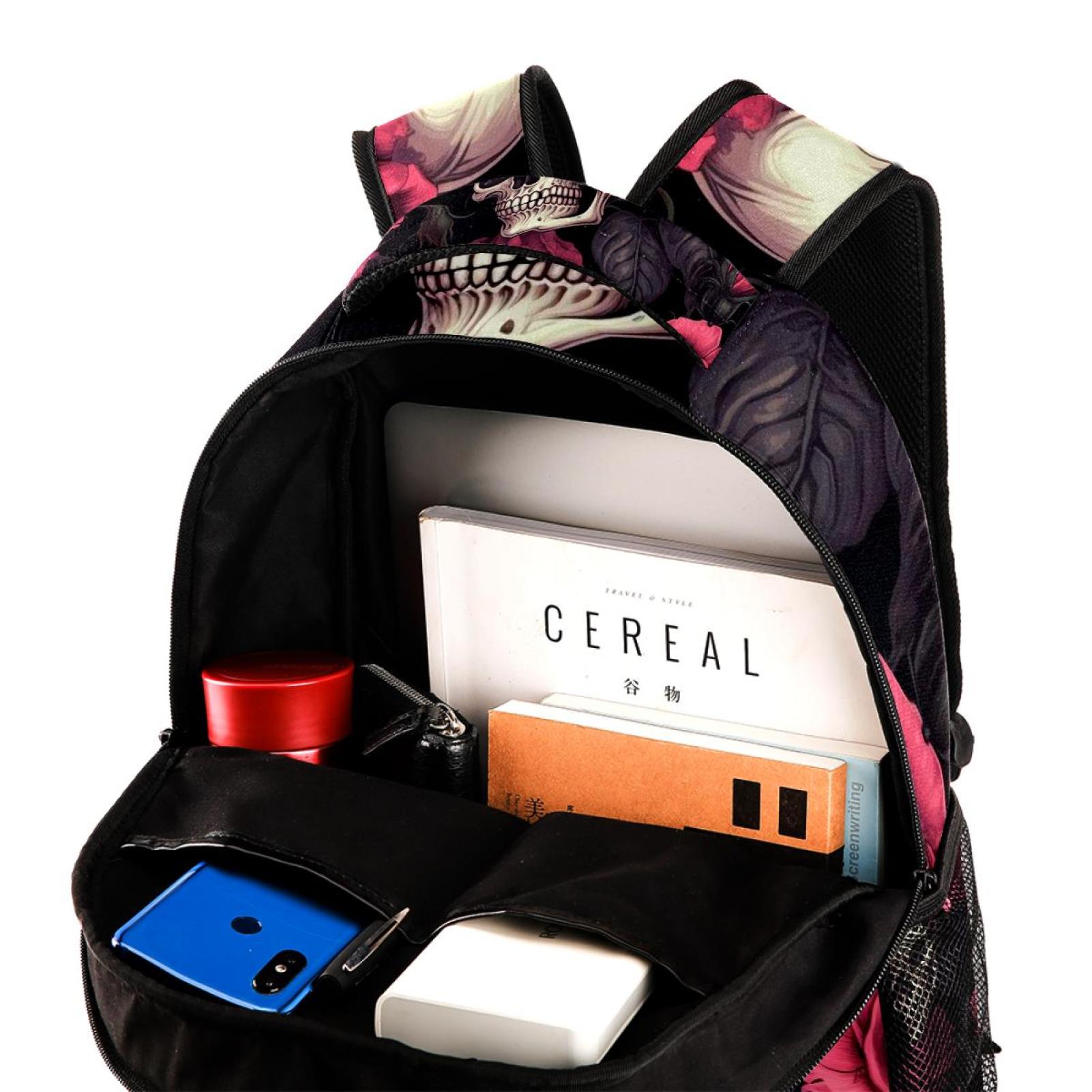 Lightweight Backpack Roses and Skull School Bag Travel 