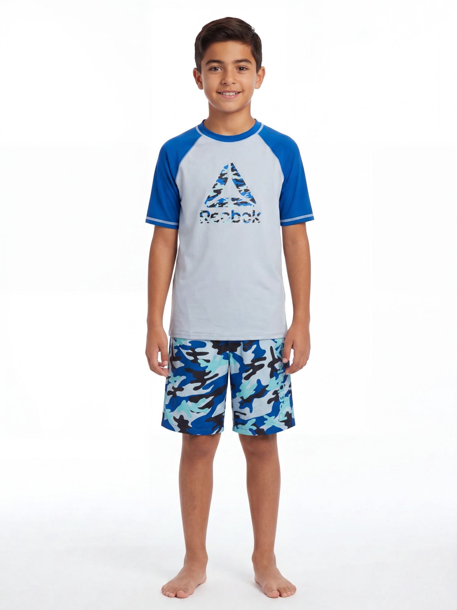 Reebok Boys Short Sleeve Rashguard with UPF 50+ Protection, Sizes 4-18